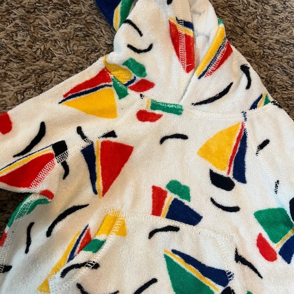 NWOT Hanna Andersson Baby Print Loop Terry Hoodie & Shorts Set Sailboats 6-12 mo - Picture 2 of 4